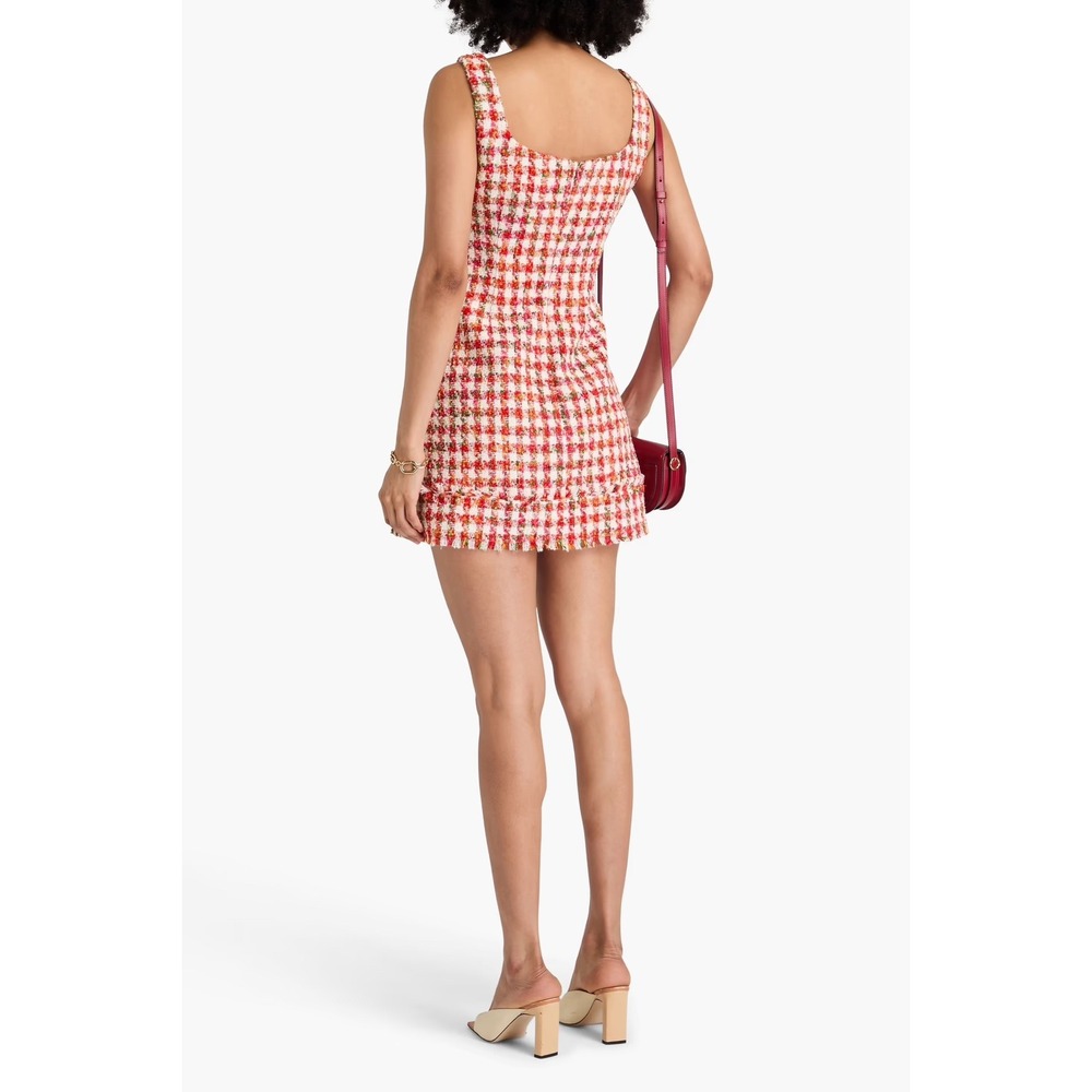 Cara‎ Cara Evora Dress NWOT Red White Plaid Tweed Sleeveless Button Mini Sz 4 - Picture 3 of 11